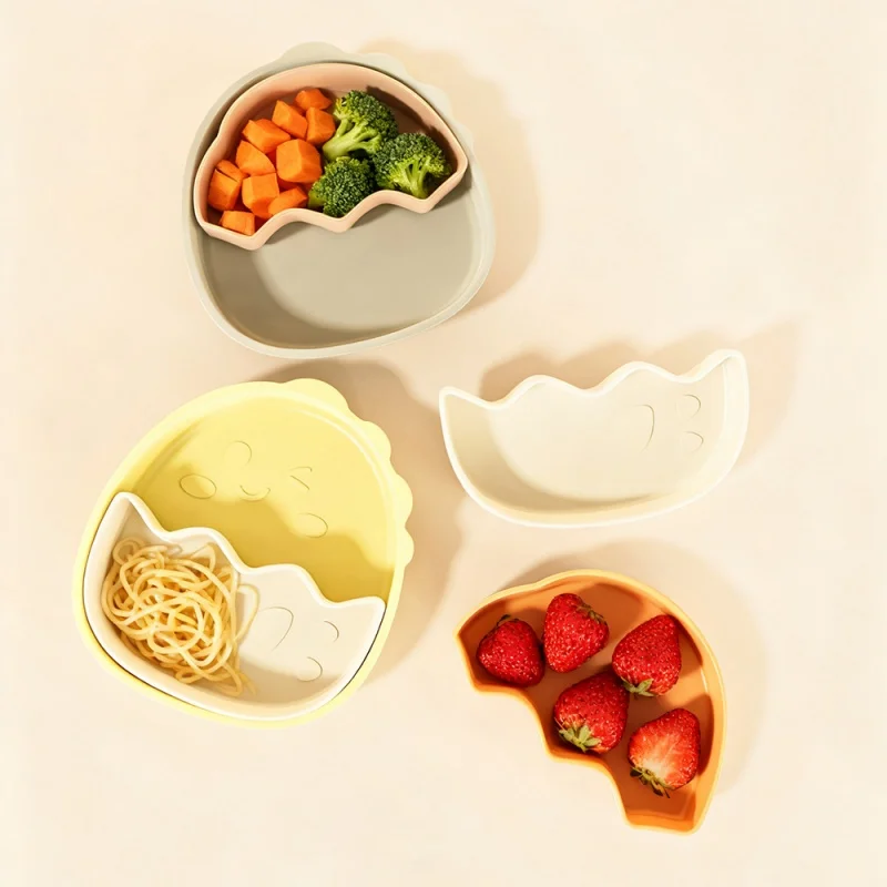Children's Silicone Dinner Plate - Cute and Fun Divided Plate for Babies - Infants' Self-Feeding Dinner Plate