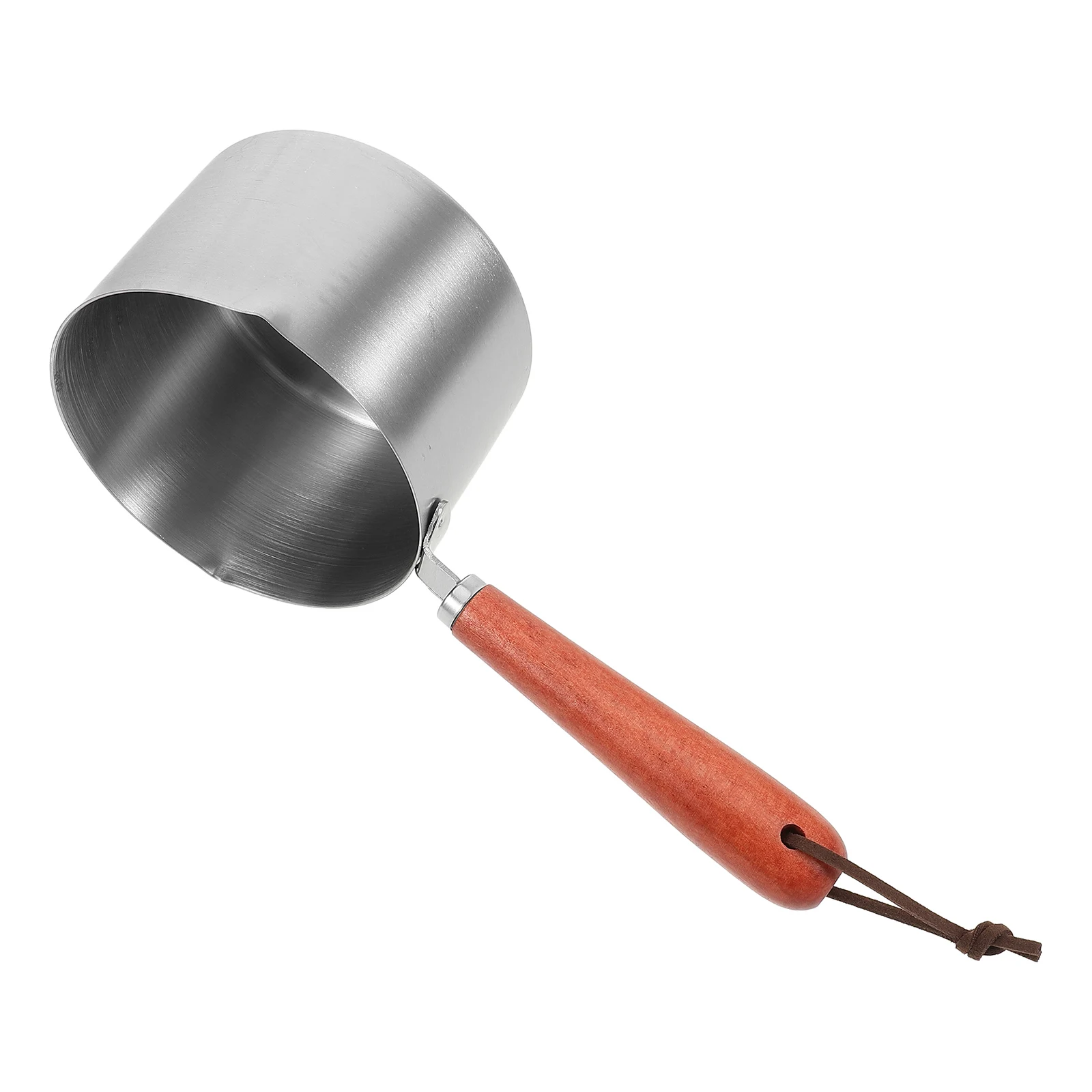 

Stainless Steel Oil Pot Wood Handle Dual Spout Small Sauce Pan For Melting Heating Cooking Kitchen Tool