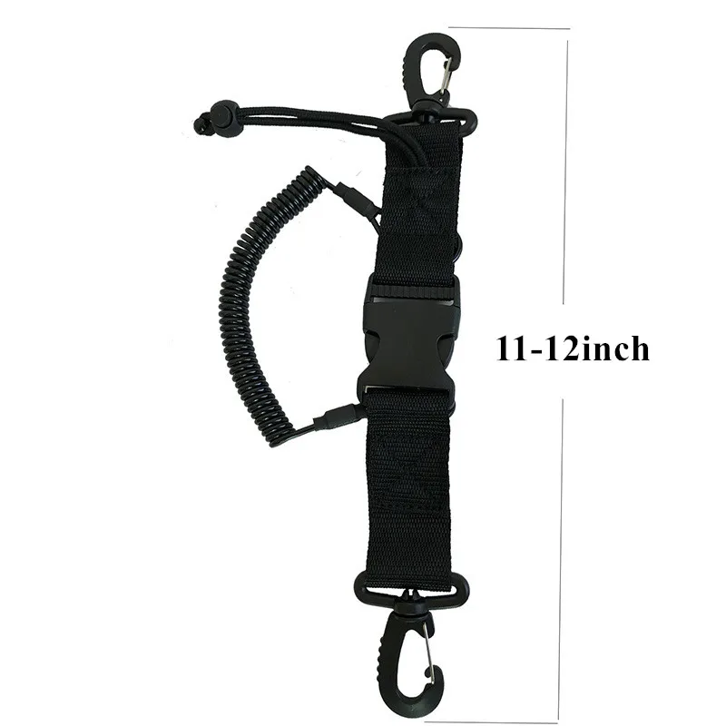 Scuba Diving Dive Canoe Camera Lanyard with Quick Release Buckle and Clips for Under Kayaking Swimming Sports Accessories Black