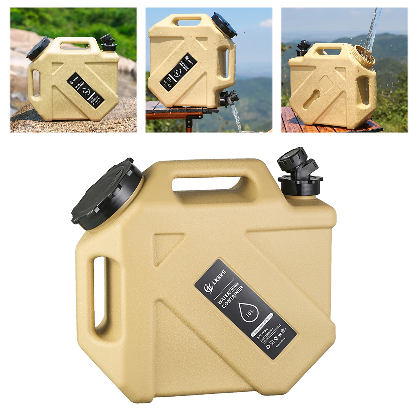 

10L Portable Water Tank with Faucet Drinking Water Bucket Large Capacity Water Dispenser Carrier for Vehicle Car Camping