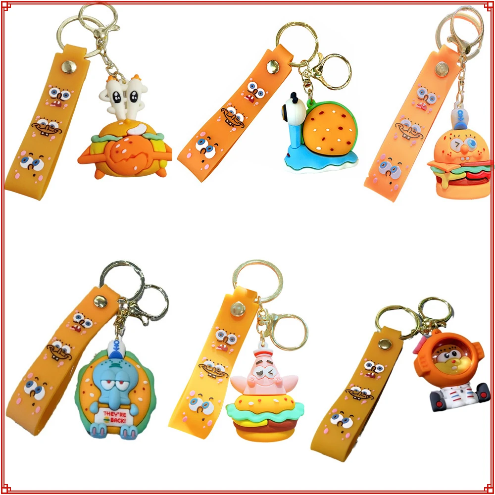 

Cartoon SpongeBob SquarePants Keychain Patrick Star Sandy Doll Keyring Pendant Bag Accessories Car Key Ring Kids Birthday Gifts