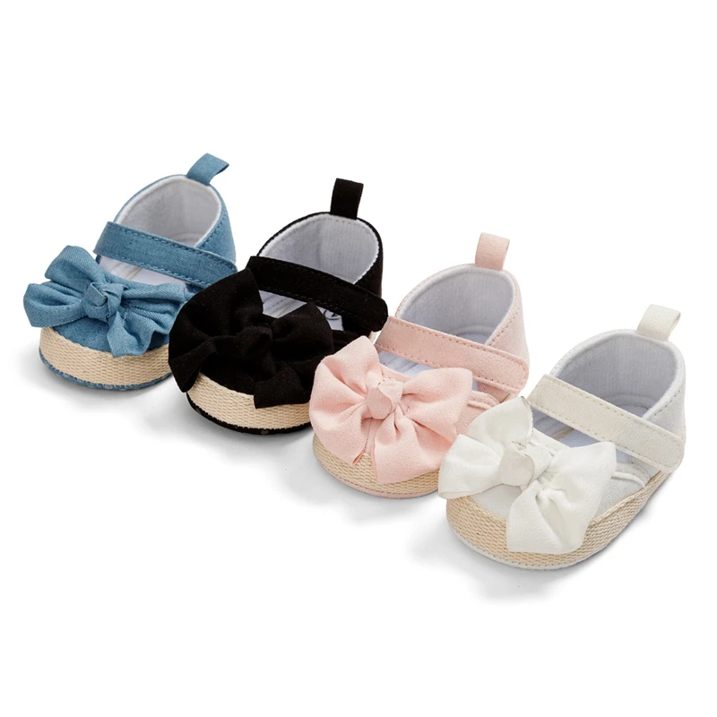 Summer Toddler Baby Girl Shoes Flowers Bow 0-1Years Infant Girls Cotton Shoes Soft Soled Non-slip Footwear Crib Shoes