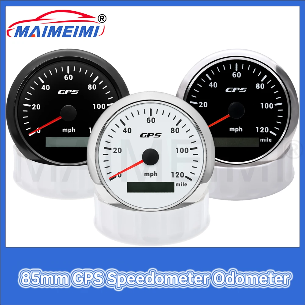 

85MM GPS Speedometer 0~120 mph Boat Car Truck Speed Gauge Meter 7 Color Backlight With GPS Antenna For Motorcycle Marine Boat