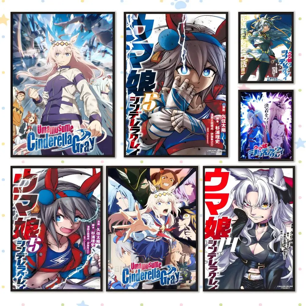 Art New Uma Musume: Cinderella Gray Poster HD Waterproof PP Self Adhesive Aesthetic Bedroom Dorm Gaming Room Home Decor Gift