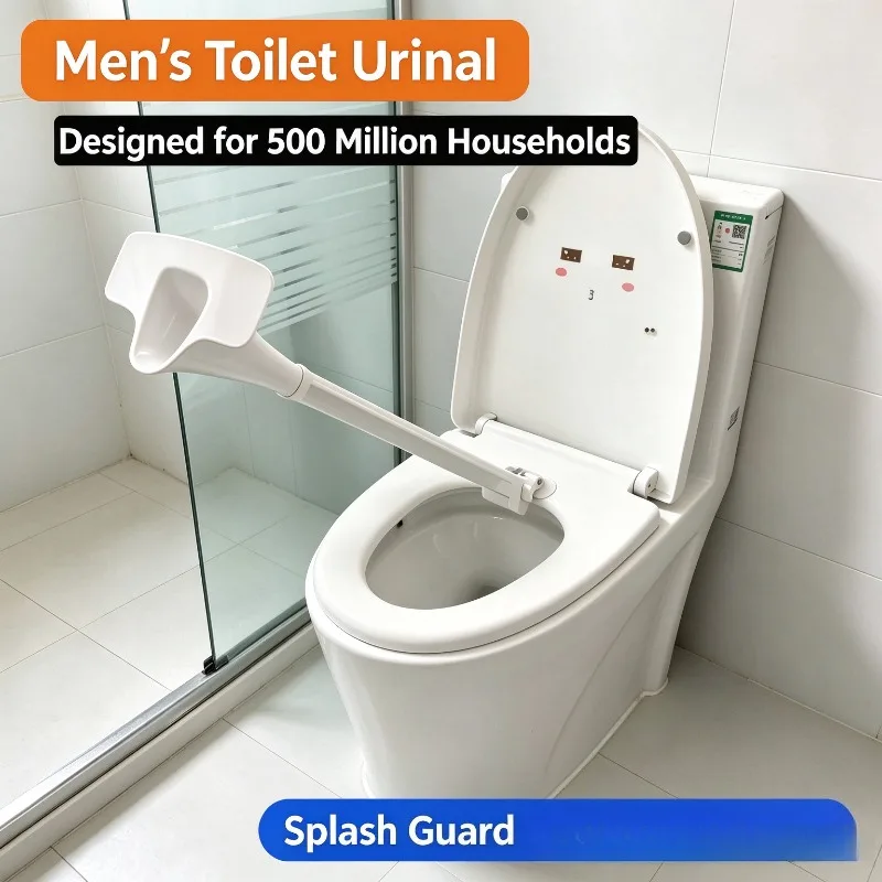 Toilet Attached Male Standing Urinal Home Bathroom Anti-splash Urine Funnel No Renovation Required for Household Restroom