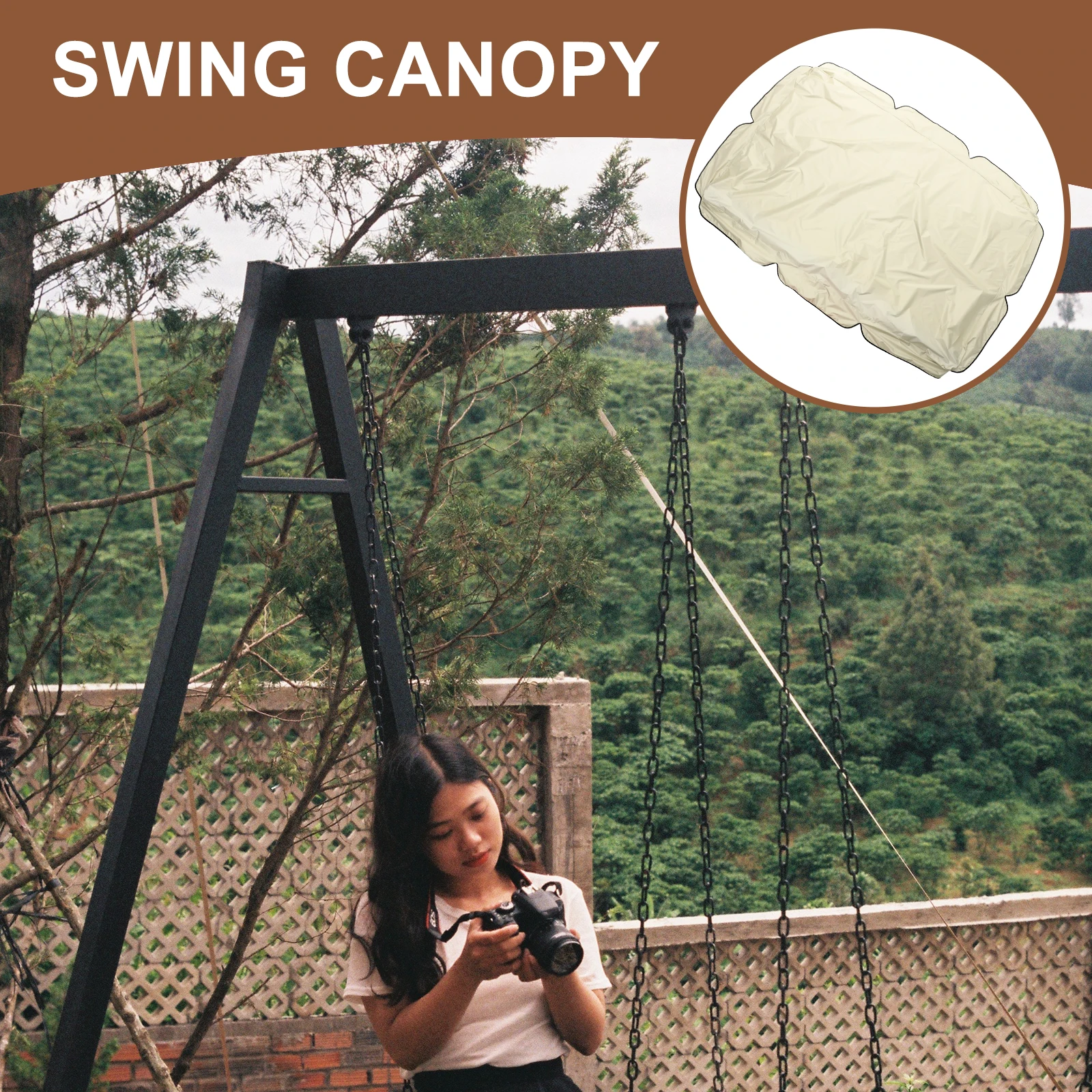 

Waterproof Dustproof Swing Canopy Replacement Cover for Garden Outdoor Chairs UV Drizzle Shade Polyester PA