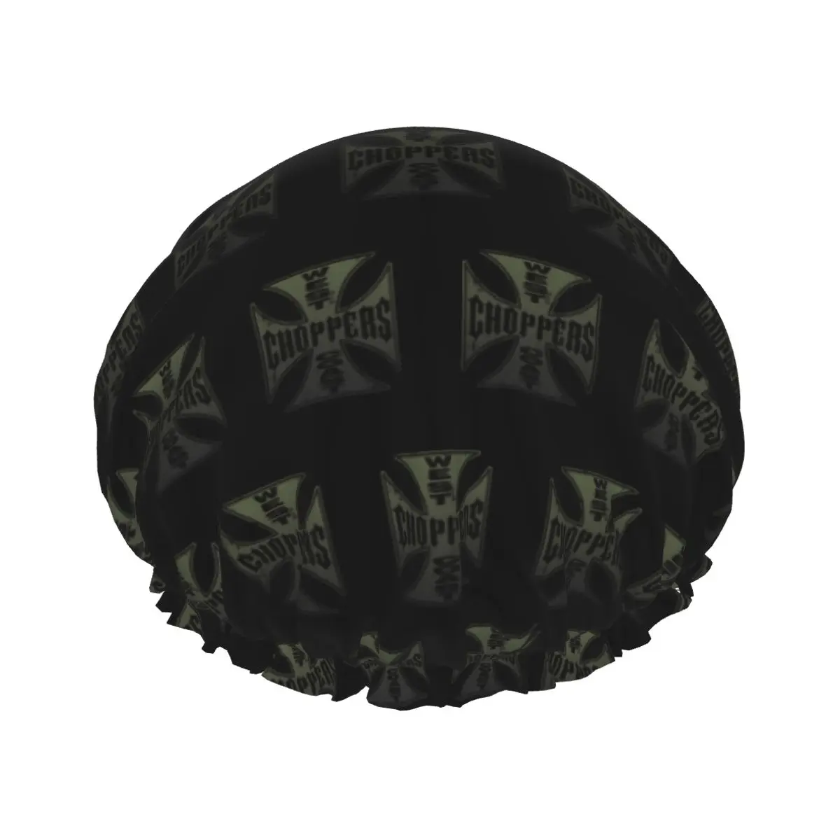 West Coast Chopper Iron Cross Shower Caps Women Large Size Waterproof Bath Hair Cap