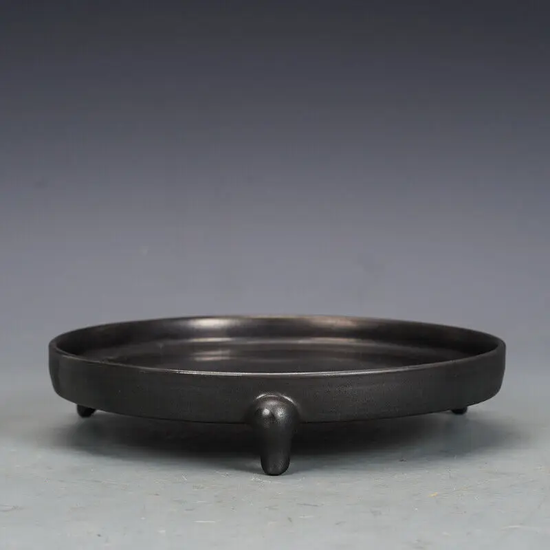 China Song Ruyao black Glaze Porcelain Tripodia Writing-brush Washer