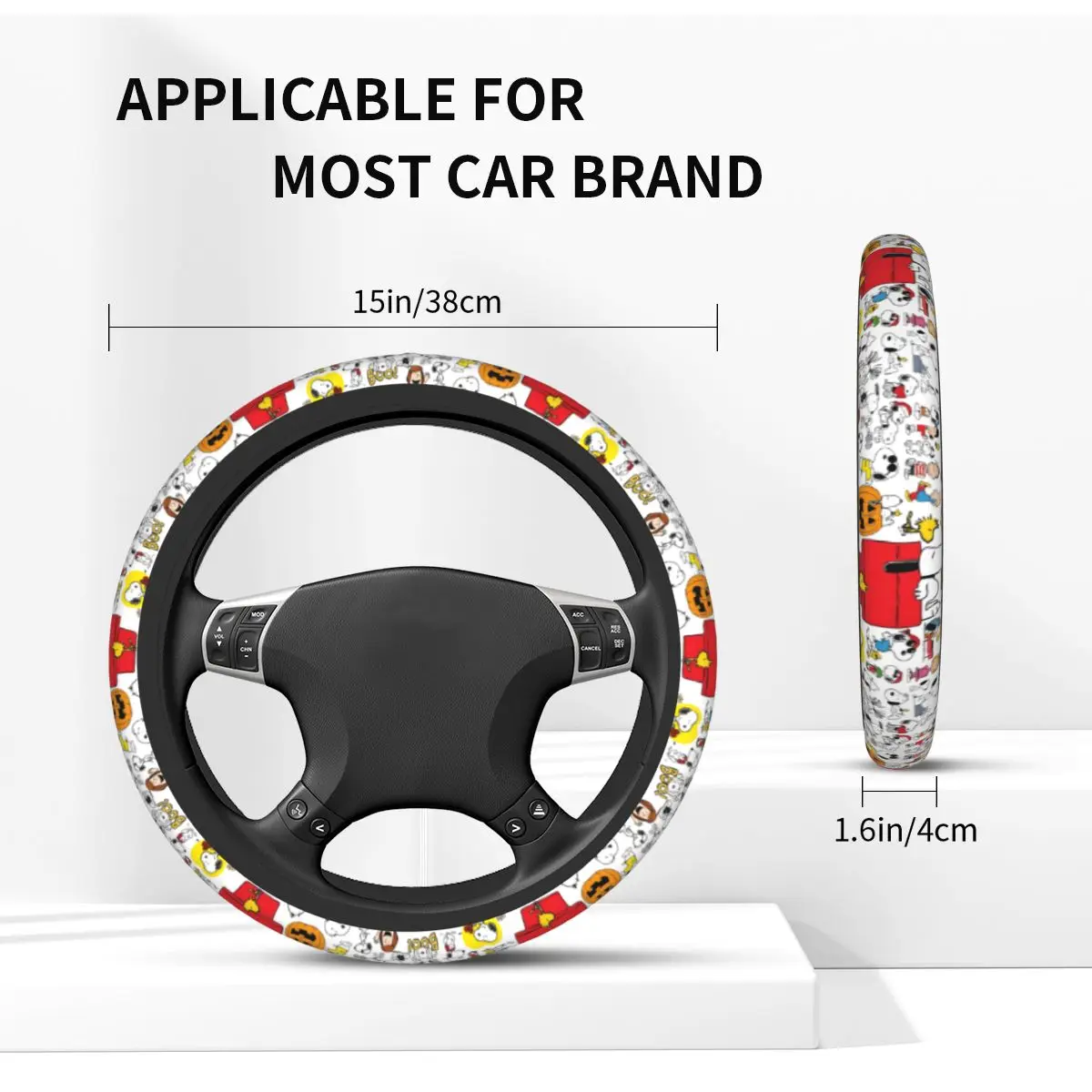 S-Dog-Snoopies Universal Steering Wheel Cover for Truck Anti-Slip Car Steering Wheel Protector 15 Inch 37-38cm Auto Accessories view 5