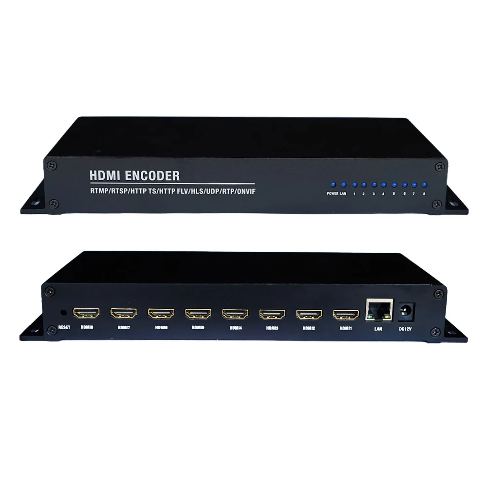 HD Encoder Loop Out 16 Hdmi to H.264 H265 IP Encoder SRT 4/8-Channel IPTV CATV Live Streaming RTMP Video Encoder Decoder