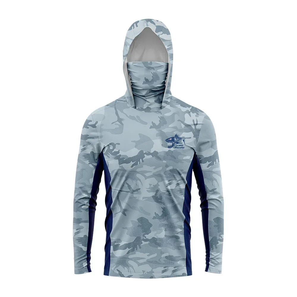 Huk New Gear Angelhemd Sommer Langarmhemd Schnelltrocknend Atmungsaktiv mit Kapuze und Maske Angelkleidung Anti-UV 50+ Angelhemden – Detail 9