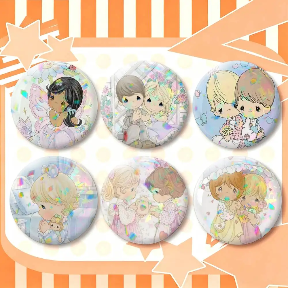 P-Precious Moments  25 32 44 58 75mm Badges Personalized Round Brooches Pins Accessory Gift