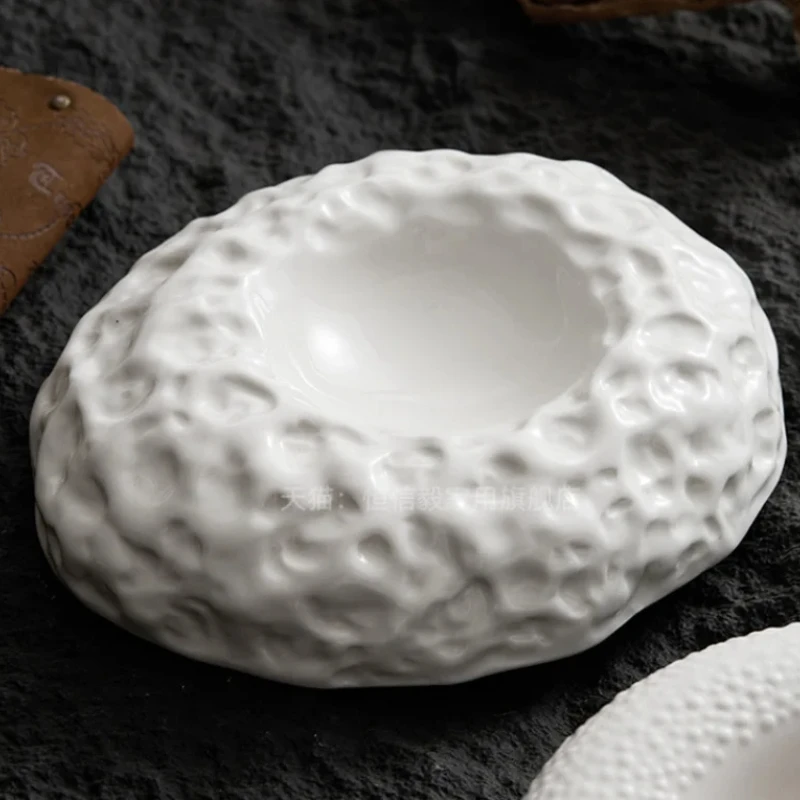White Thickened Tableware Set: Dinner Plate, Cold Dishes, Sashimi Disc, Soup Plates, Fruit Salad Bowl, Sushi & Dessert Plates