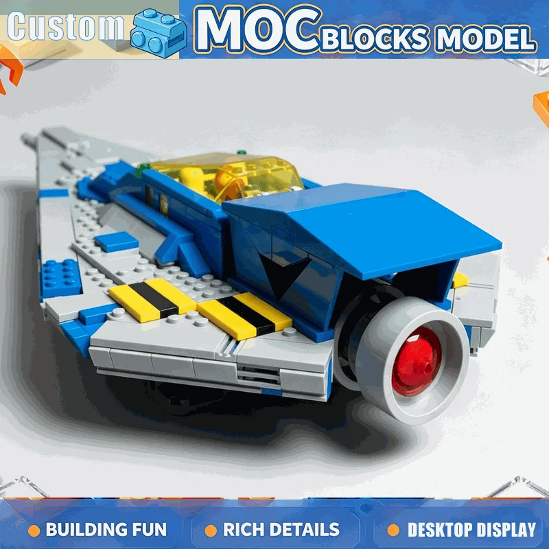 649PCS Blue And Grey Intergalactic Transport Spaceship Model Building Block MOC Creative DIY Assembly Educational Toy Outer Gift