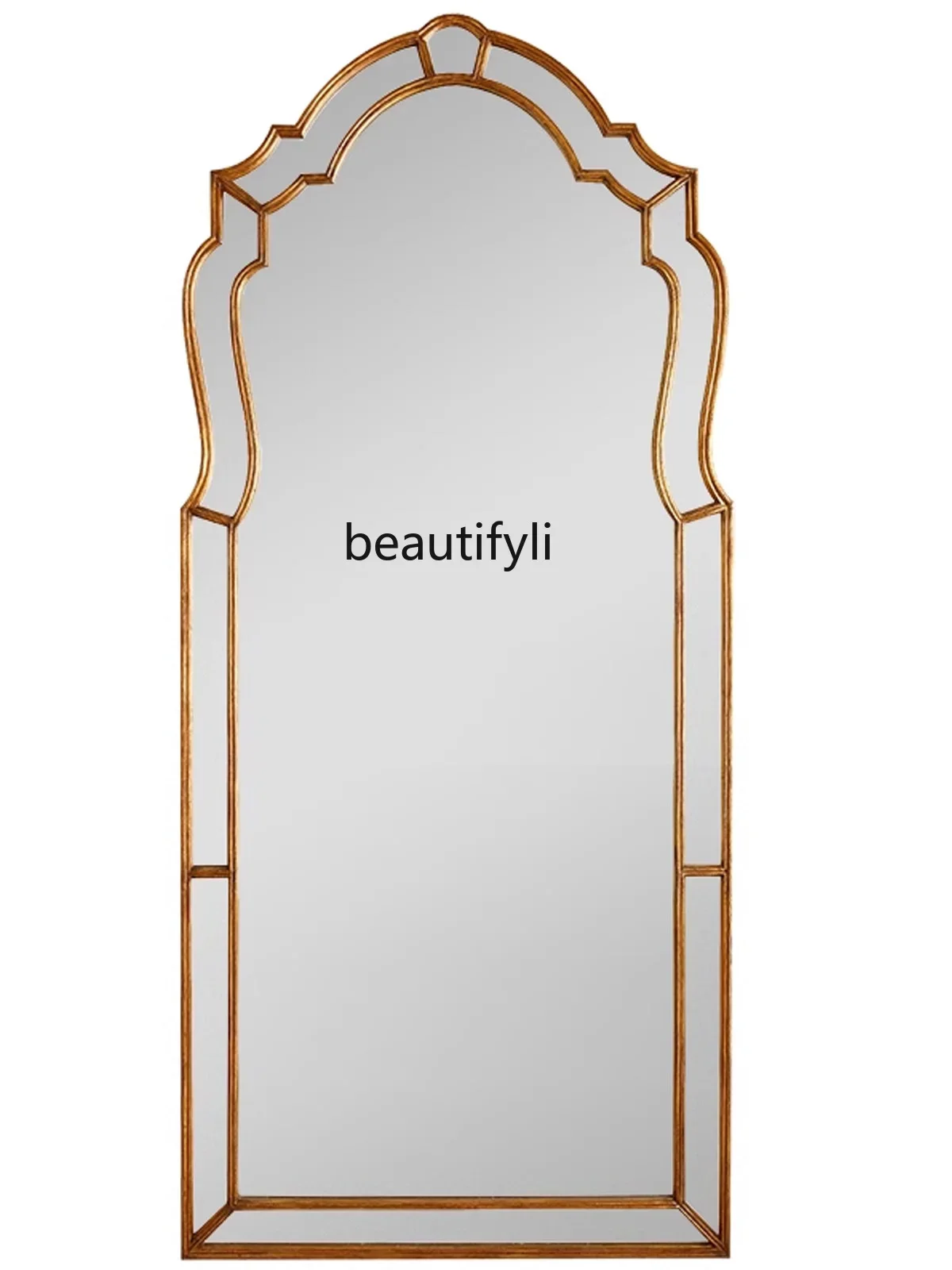 French retro full body, floor-to-ceiling full-length mirror, home medieval light luxury wall-mounted mirror