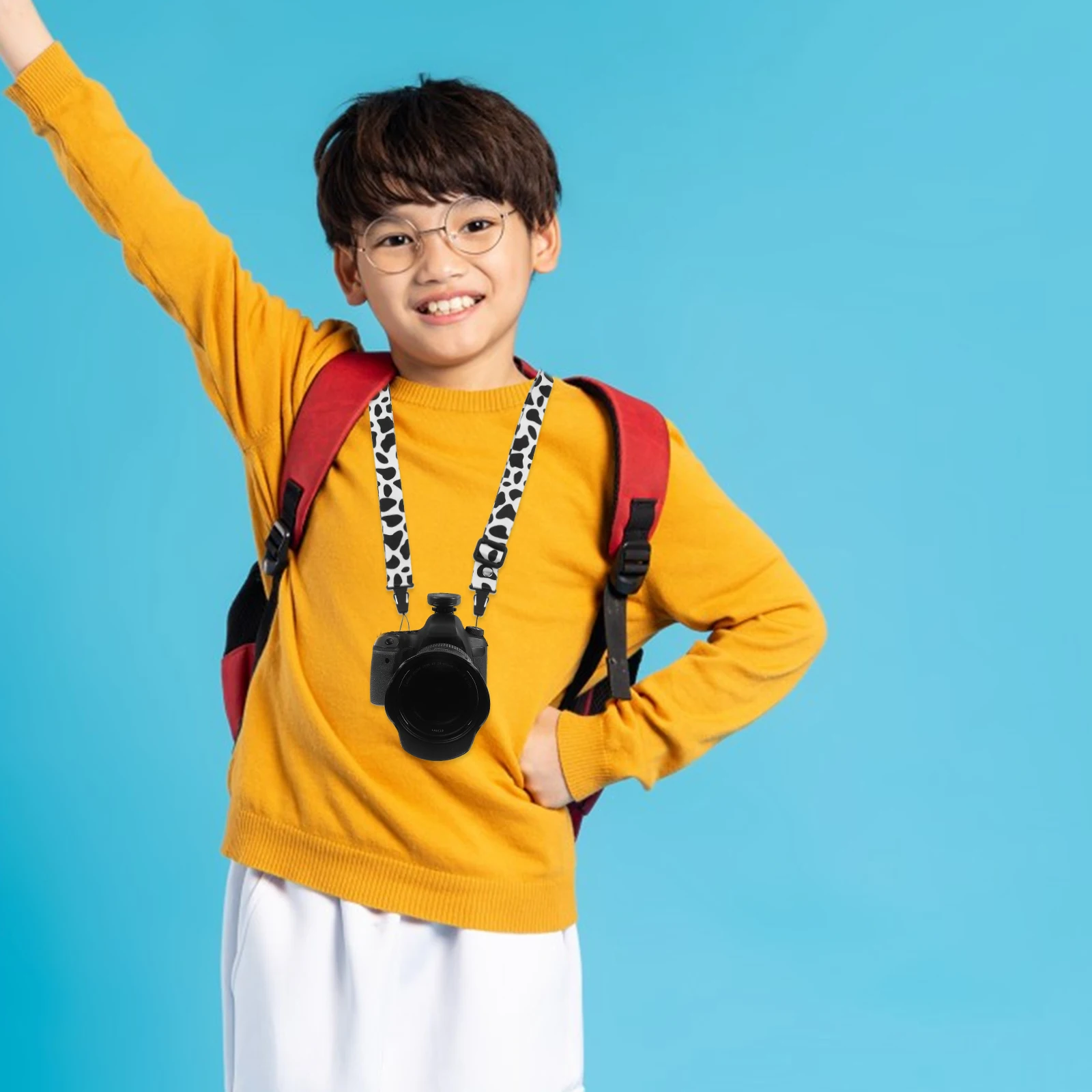 

Children Camera Strap Adjustable Non Slip Cow Print Sling Shoulder Photography Accessories Kids CamerasPolyester Material Camera