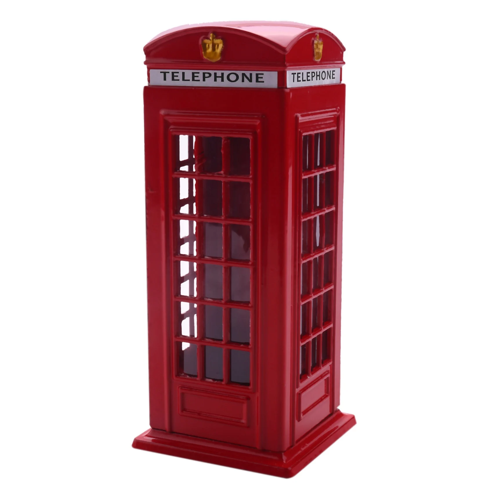 Metal Red British English London Telephone Booth Bank Coin Bank Saving Pot Bank Red Phone Booth Box 140X60X60Mm