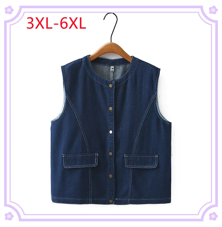 

New 2025 Ladies Spring Autumn Plus Size Vest For Women Large Size Sleeveless O-neck Tops Coat 3XL 4XL 5XL 6XL