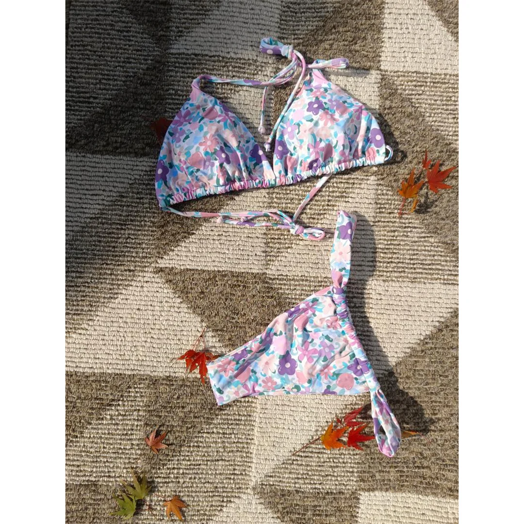 XS - XL, Bikini mit Blumenmuster, Damen-Badeanzug, zweiteiliges Bikini-Set, Damen-Badebekleidung, gepolsterter Badeanzug, Badeanzug, Modell V6530. – Detail 16