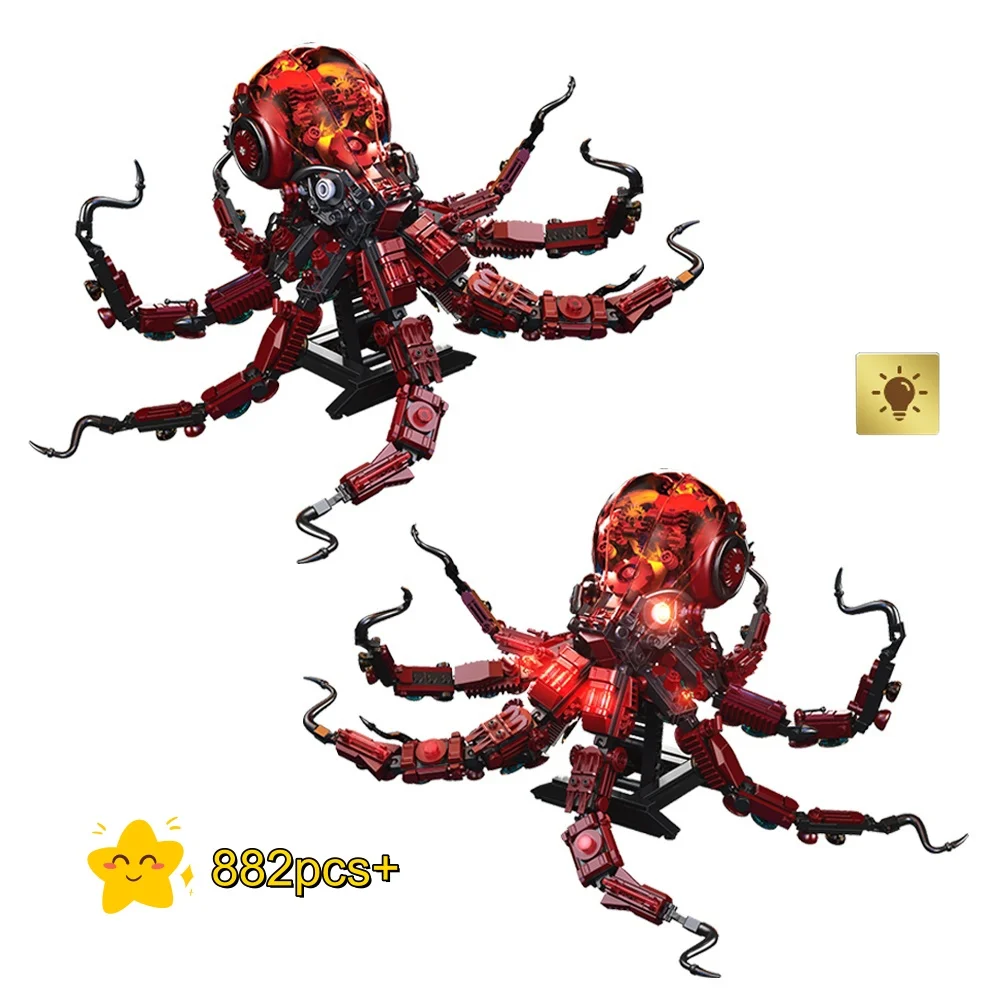 

Механические строительные блоки в виде осьминога, строительный набор, креативные настольные украшения «сделай сам» для детей, подарки на день рождения, Рождество