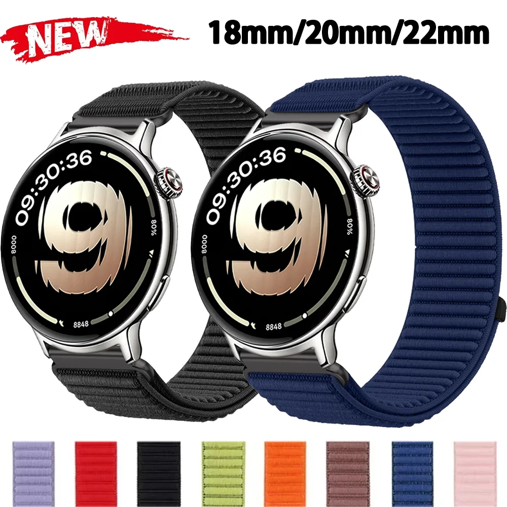 18/20/22mm Nylon Strap for OPPO Watch S-X3-X2 Mini Breathable Bracelet for Oneplus Watch Lite-4-3/Garmin Forerunner 170 70 Band