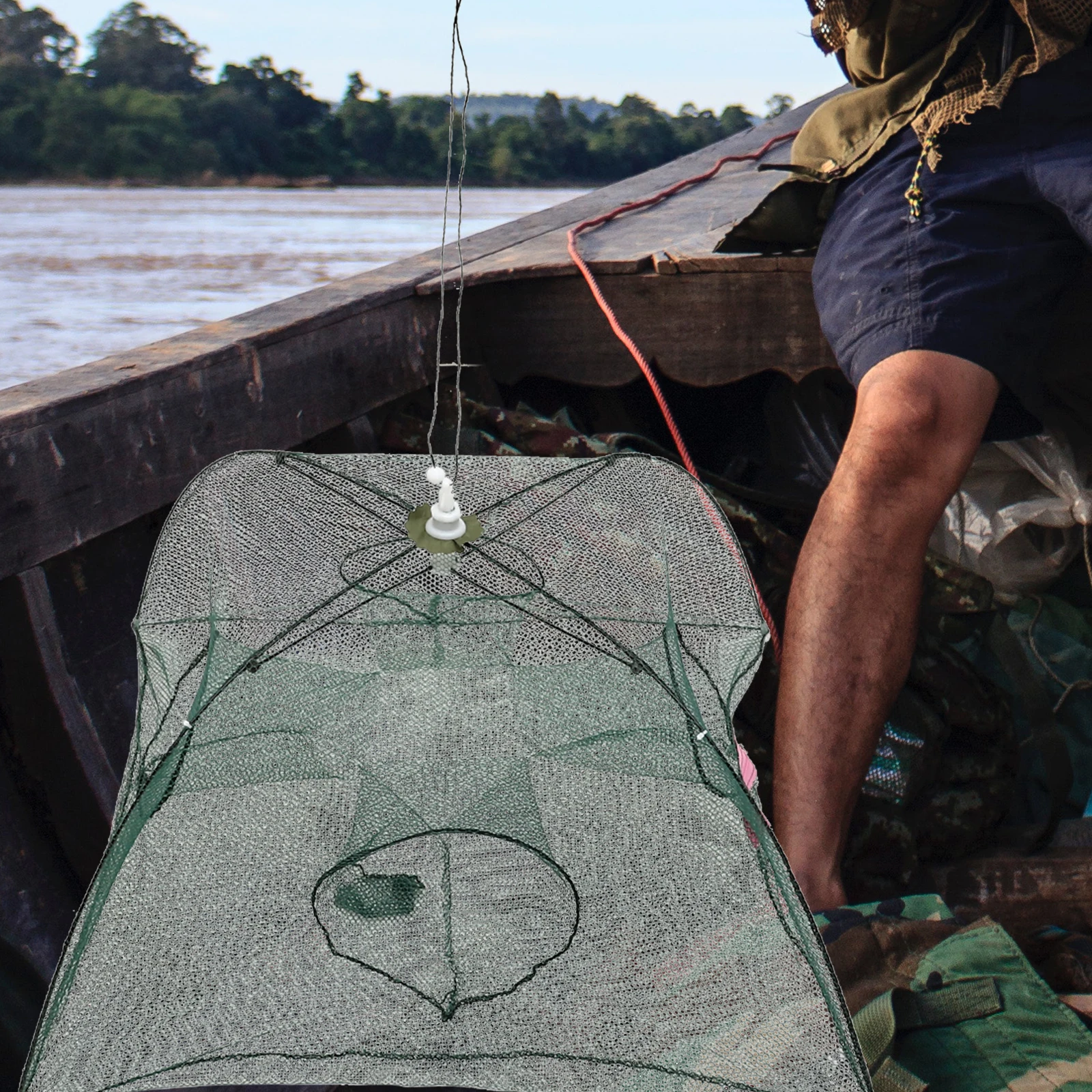 

Automatic Fishing Net Durable Steel Wire Support Catch Fish Crab Lobster Foldable Storage Lightweight Portable No Assembly