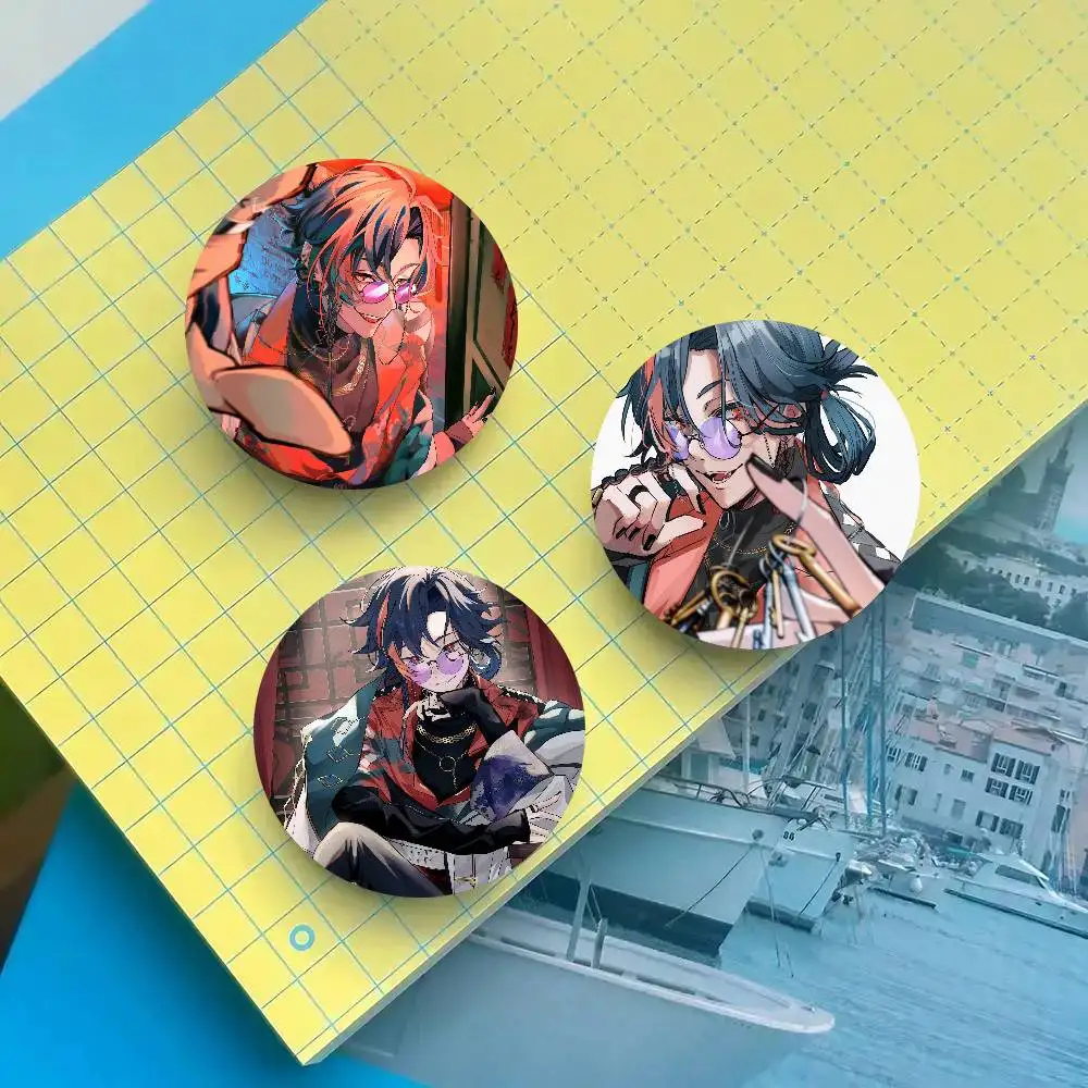 Kaisei Virtual Singer N-Nijisanji Badge Tinplate Meme Round Brooch For Hat Bag Creative Lapel Jewelry Accessories Gifts