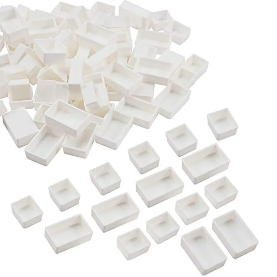 100pcs Watercolor Paint Pans 50pcs Full Pans, 50pcs Half Pans White Plastic Empty Paint Pans for DIY Watercolor Oils or Acrylic