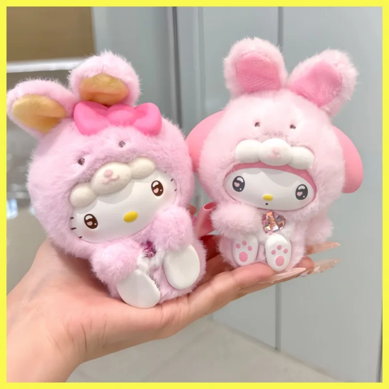 Oryginalne postacie Sanrio Diamond Bunny Baby Series Blind Box Vinyl Plush Pendant Trendy Toy Desktop Ornament Toy Kids Gift