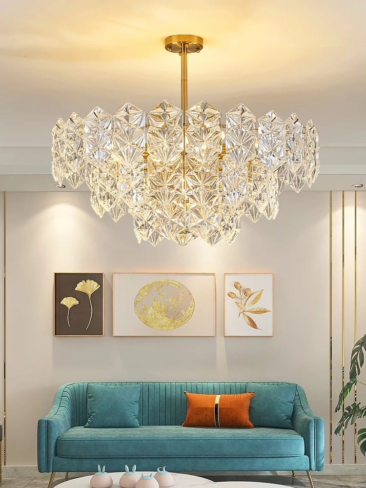 

Modern LED Diamond Crystal Ceiling Chandeliers Luxury Villa Pendant Light Atmosphere High-end Living Dining Room Hanging Lamp