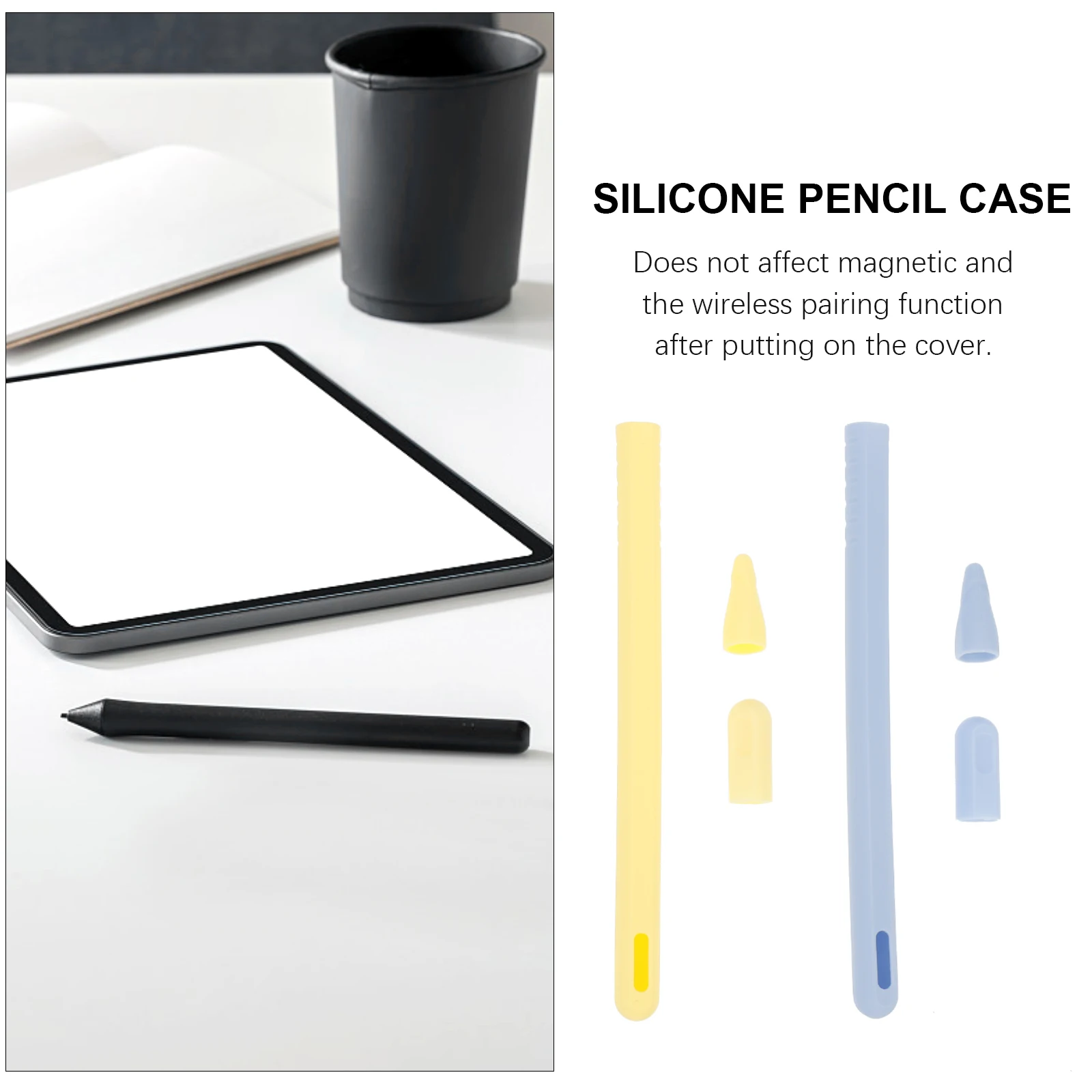 

2 Sets Non-slip Pen Case of Pencil Silica Gel Magnetic Stylus Silicone Holder Sleeve