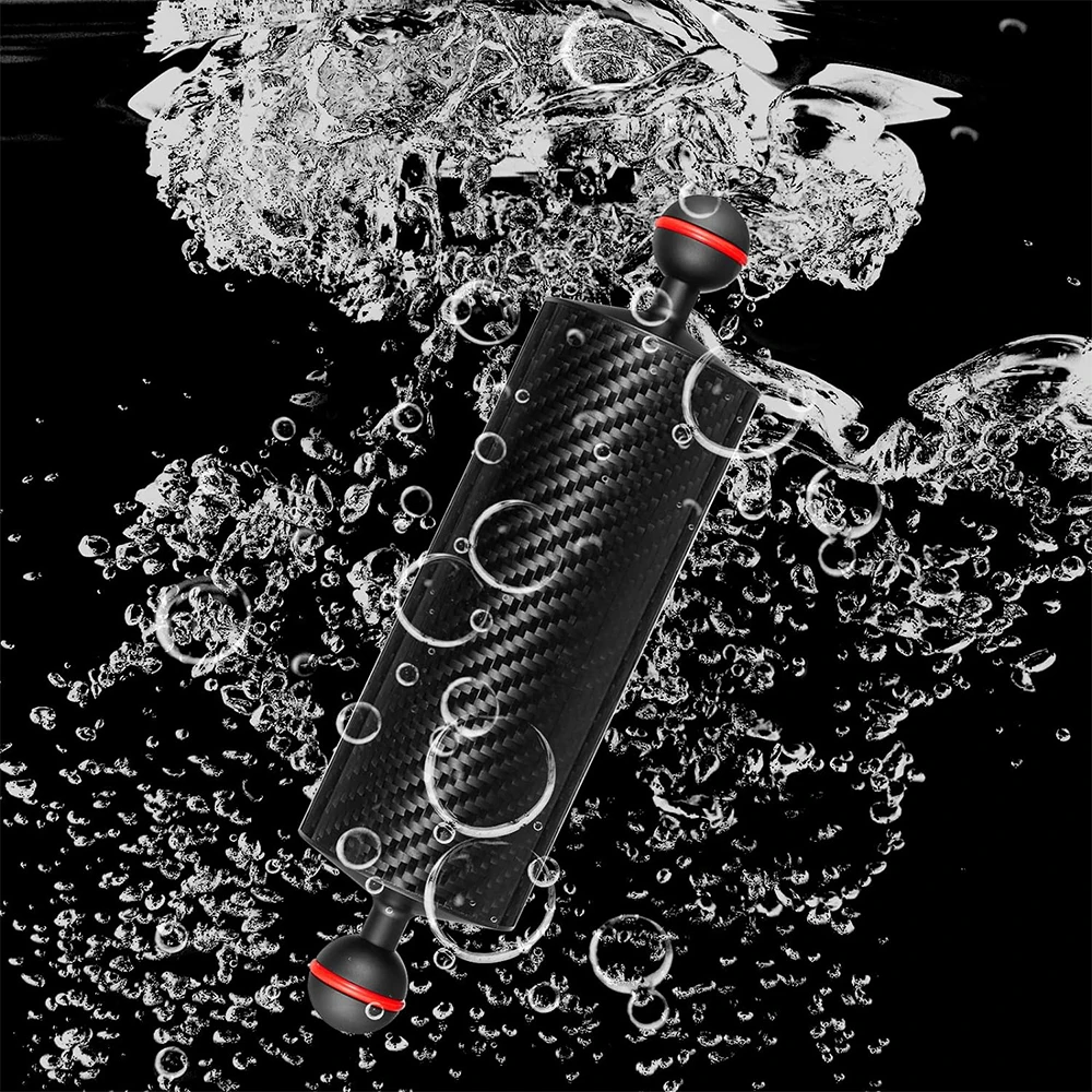 2PCS Carbon Fiber Underwater Float Arm Dual 1\'\' Ball Buoyancy Aquatic Floating Arms Lighting System for Diving Tray Video Light