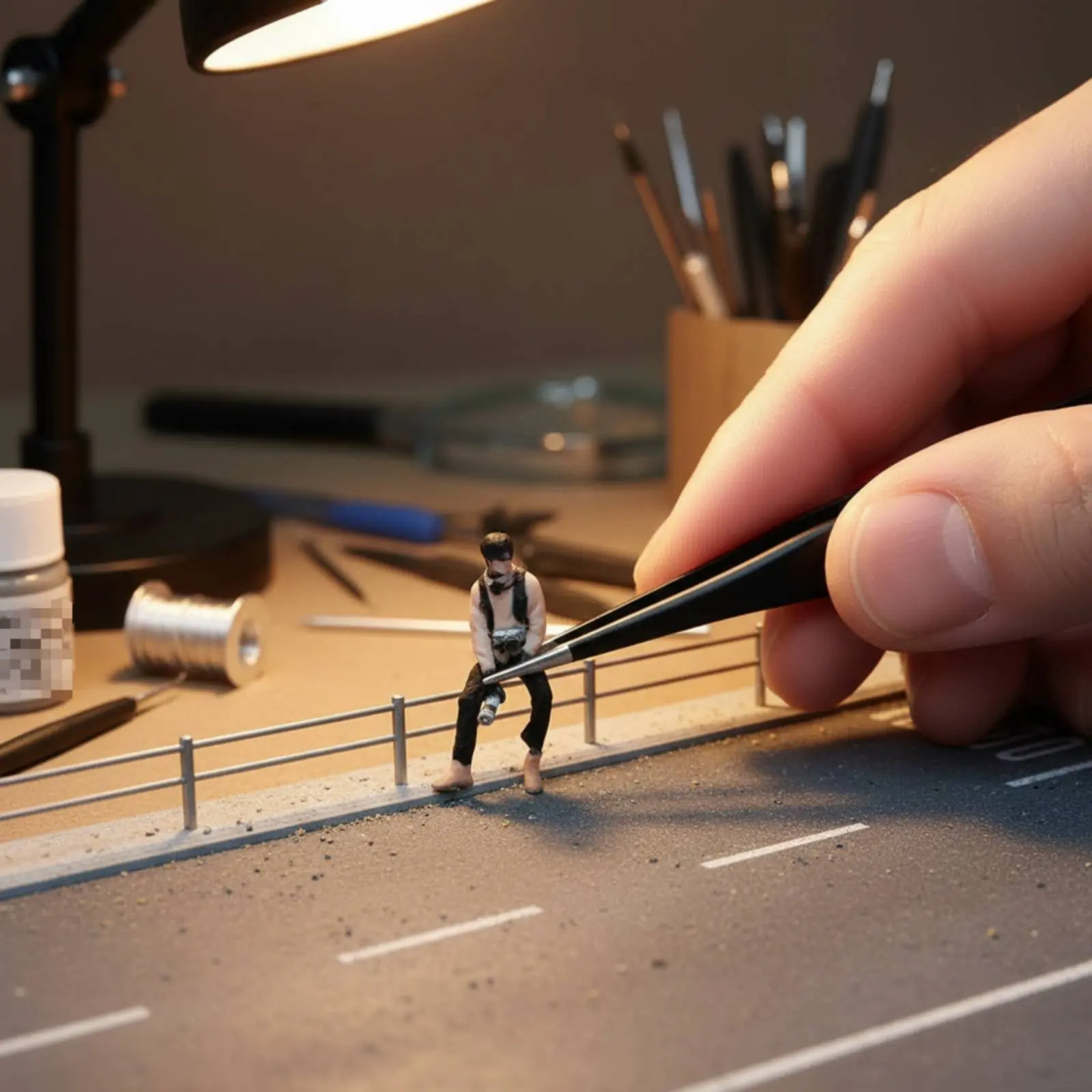 1:64 Scale Photographer Figure Highly Detailed Male Photographer Miniature Miniature Man With Camera Hand Painted