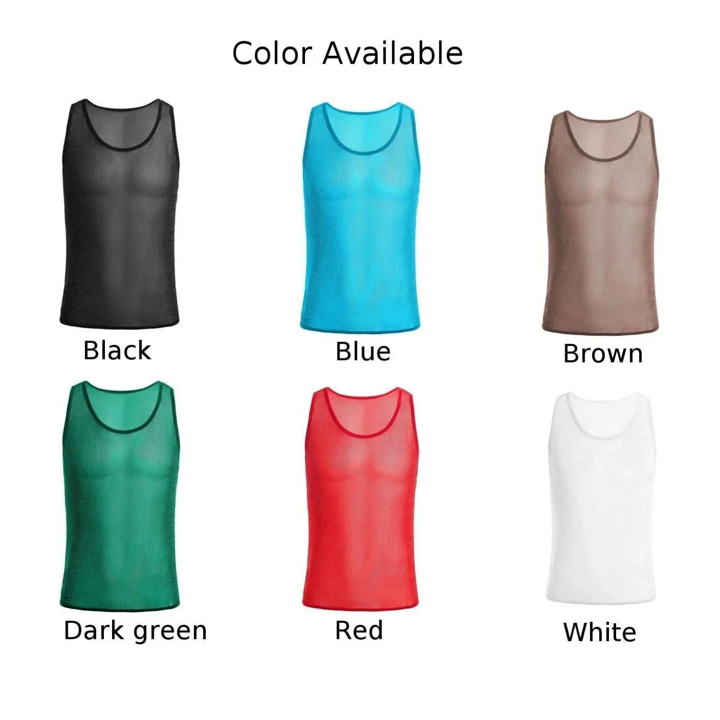 Men Shiny Mesh Muscle Vest Sexy See-Through Undershirt Male Gym Fitness Tank Tops Soft Transparent Undershirt Sleeveless T-shirt