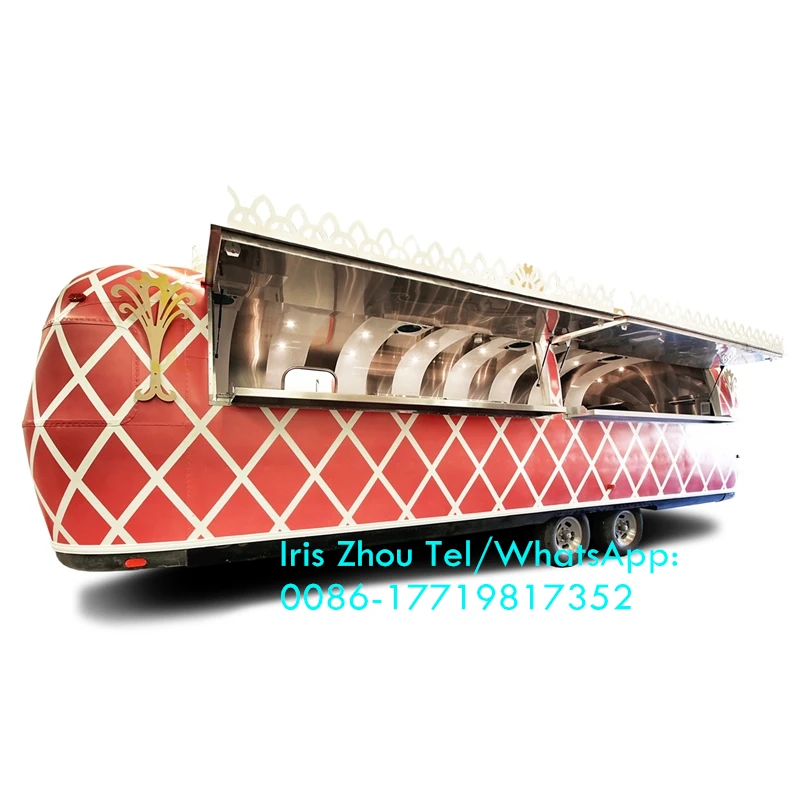 3-7m size customized airstream mobile food trailer crepe mobile trailer with color customized