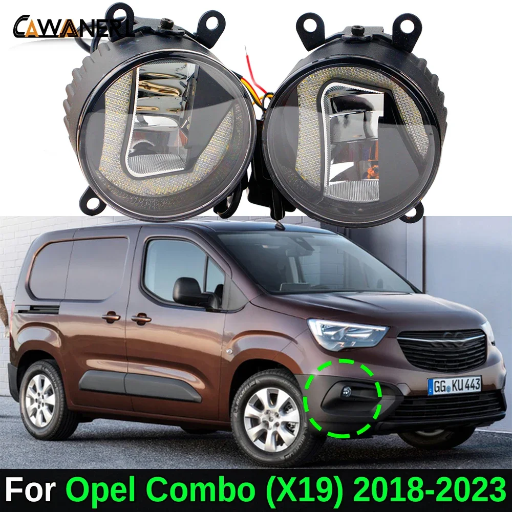 2IN1 Design Car External LED Fog Light with DRL Daytime Running Lamp For Vauxhall Opel Combo (X19) 2018 2019 2020 2021 2022 2023