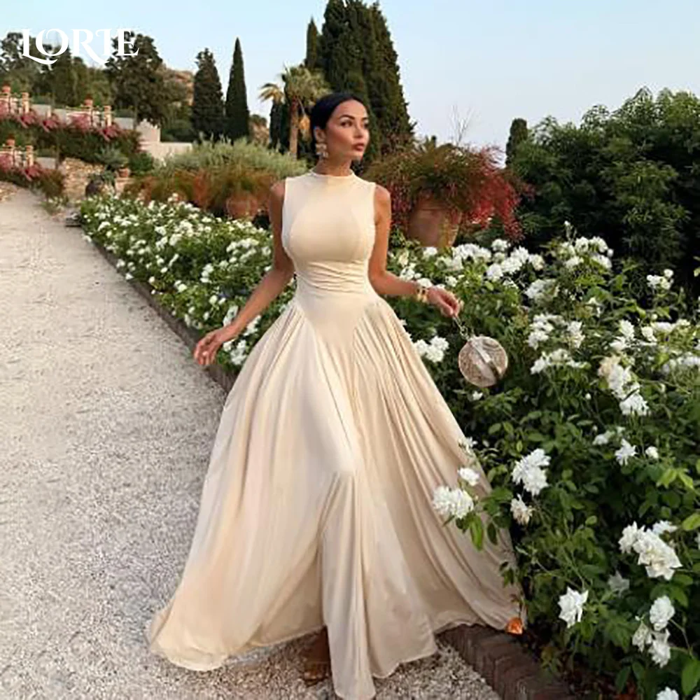 

LORIE Vintage Lace Wedding Dresses High Collar A-Line Puff Long Sleeve Button Bridal Gown Princess Muslim Bride Dress Customized