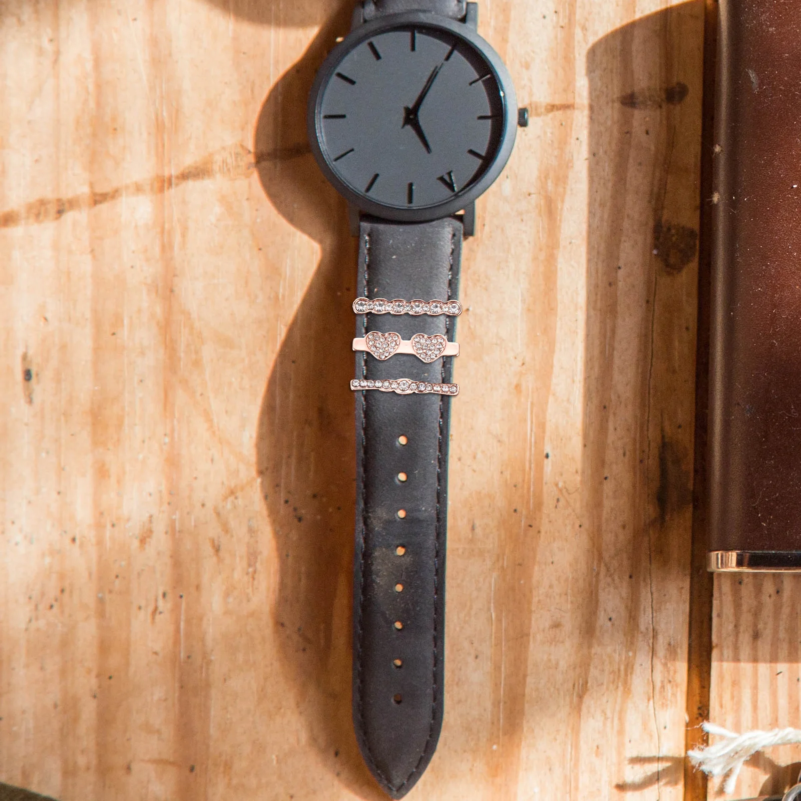 

3Pcs Heart Decoration Rings for Watch Band Alloy Charms Lightweight Small Size Decorative Loop for Silicone Watchband