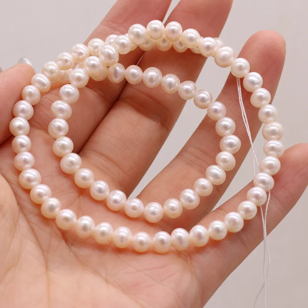 Natural Freshwater Beads Pearl Round Shape Spaced Isolated Loose Beaded for Jewelry Making DIY Necklace Bracelet Accessories