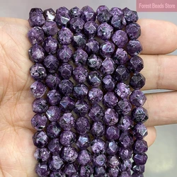 8MM Natural Faceted Purple Spot Stone Loose Spacer Beads for Jewelry Making By DIY Women's Bracelet Earrings Necklace 14