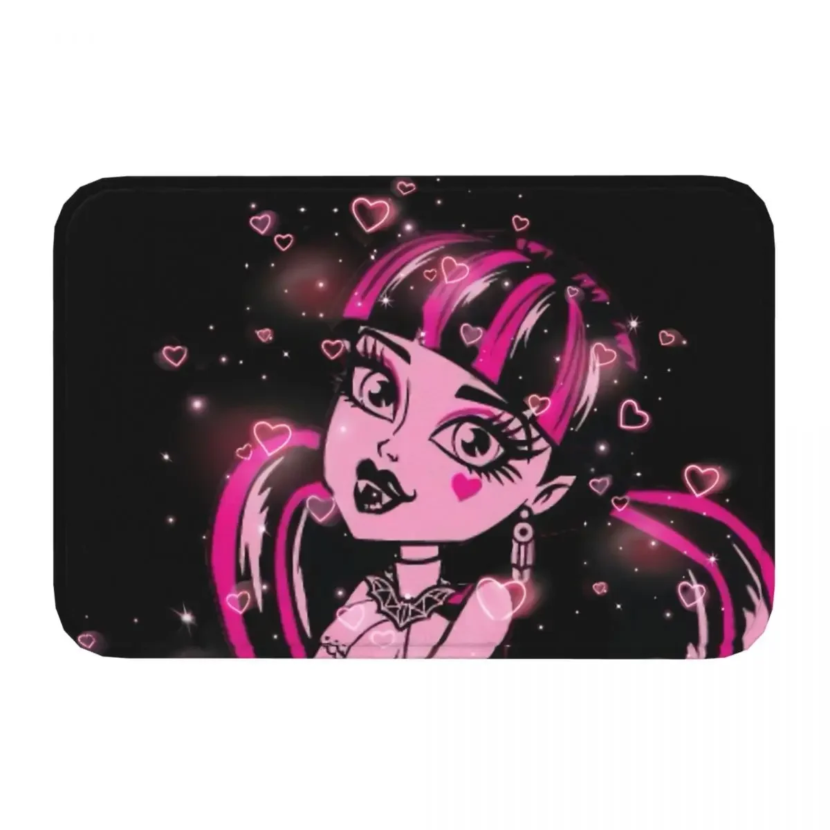 Monster High Doll Non-slip Doormat Bath Mat Draculaura Black And Pink Balcony Carpet Welcome Rug Bedroom Decorative