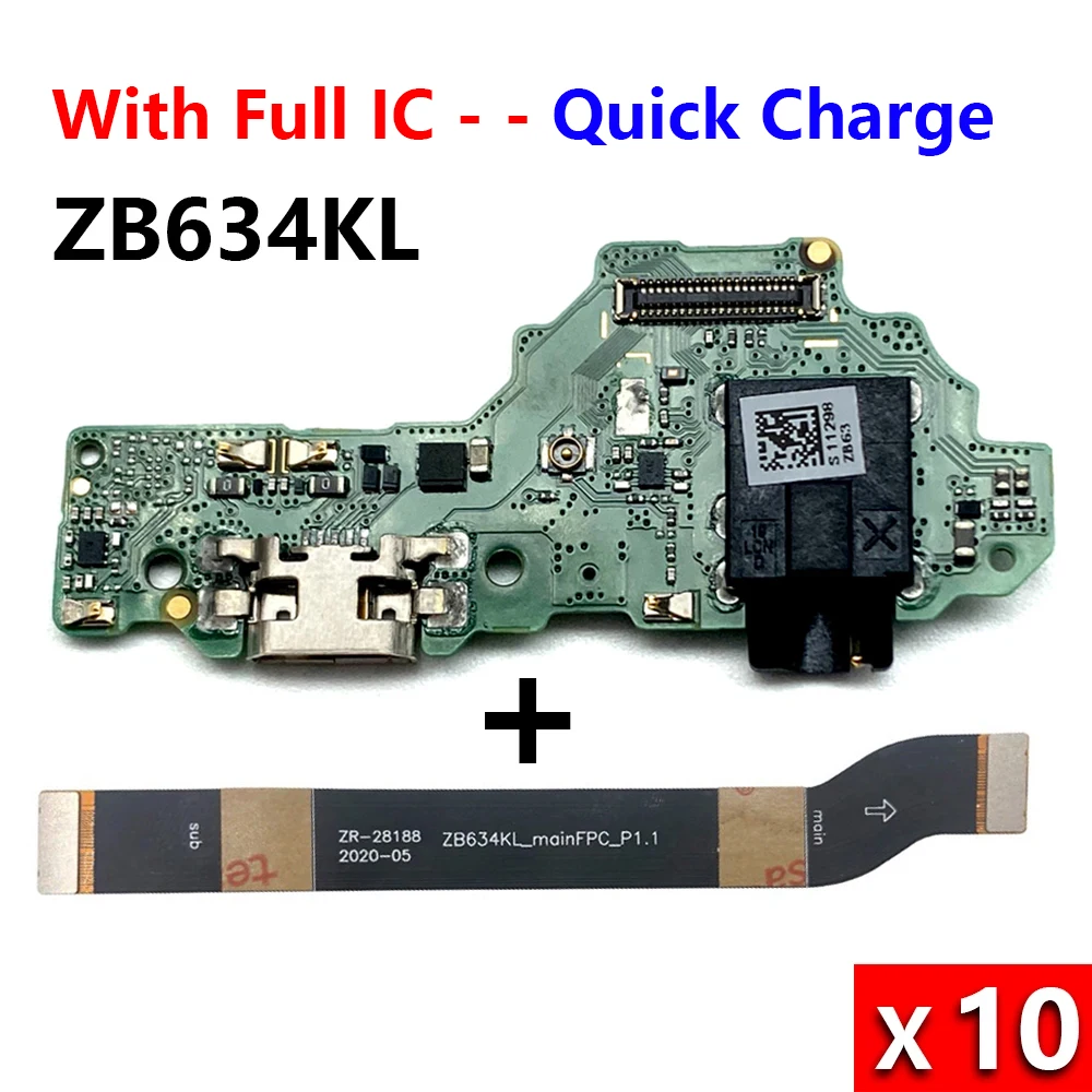 

10Pcs/Lot, USB Charging Port Board Flex Cable Connector For Asus Zenfone Max Plus (M2) ZB634KL A001D With Mainboard Flex