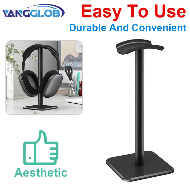 Подставка для наушников из алюминиевого сплава, компактная подставка для игровой гарнитуры, настольный органайзер, вешалка для наушников, кронштейн Подставка для наушников из алюминиевого сплава, компактная подставка для игровой гарнитуры, настольный органайзер, вешалка для наушников, кронштейн