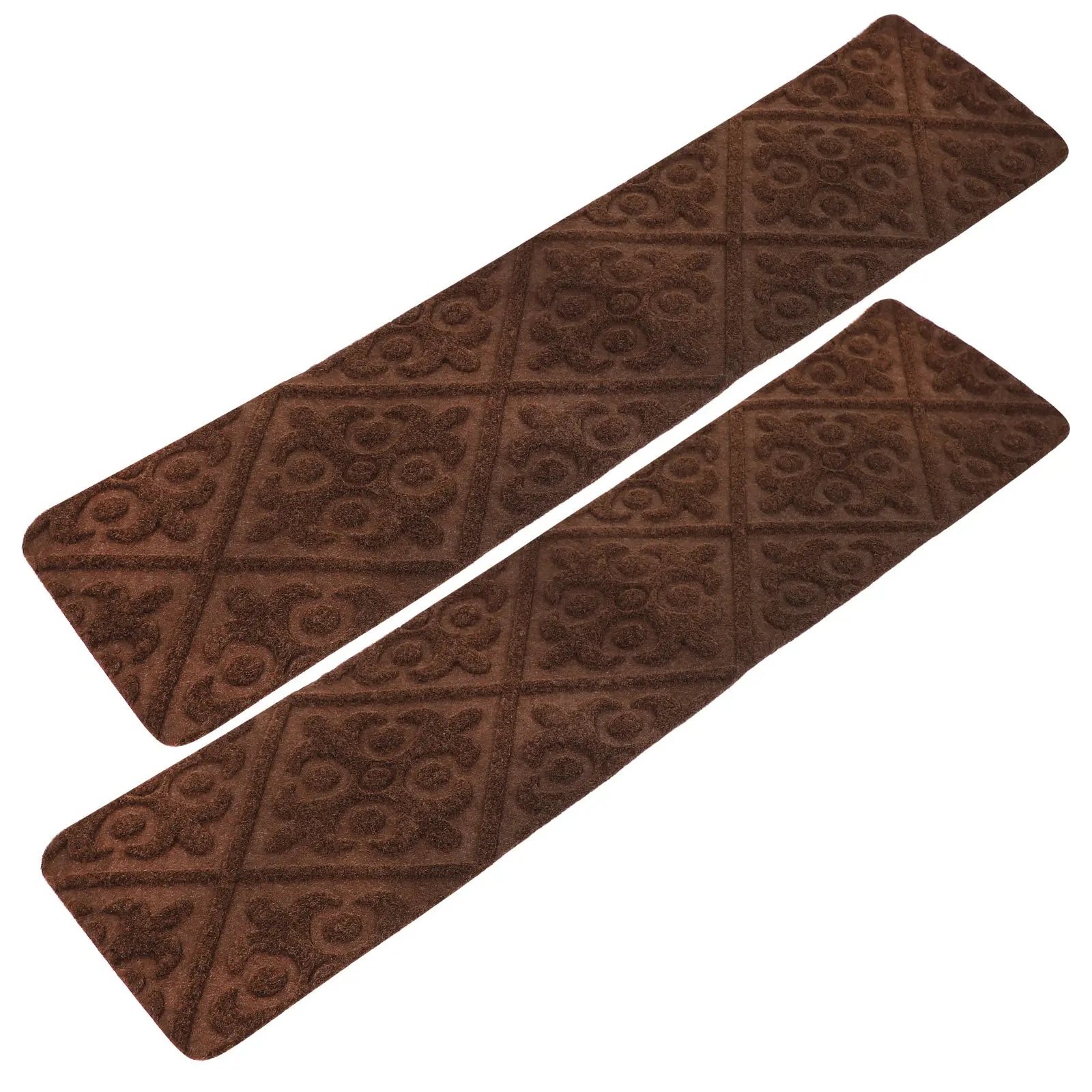 2Pcs Self-Adhesive Stair Mats Non-Skid Stair Treads Carpet for Wooden Stairs Scratch Protection Cut-to-Fit Elegant Royal Look