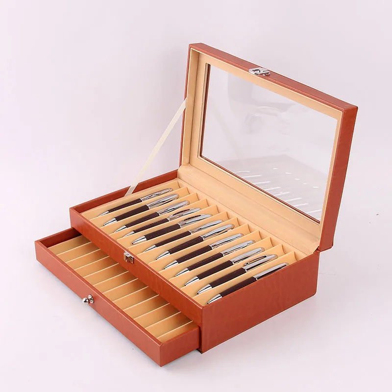 

Wholesale 24-Pen PU Leather Ballpoint Display Box Stationery Case