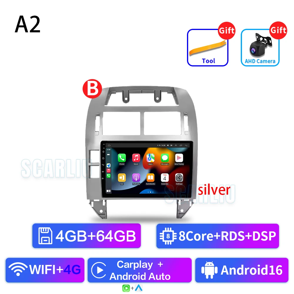SISCL Voor Volkswagen Polo Mk4 2001-2011 Android Autoradio Multimedia Speler Carplay Auto Stereo GPS Navi 2din DSP Head Unit