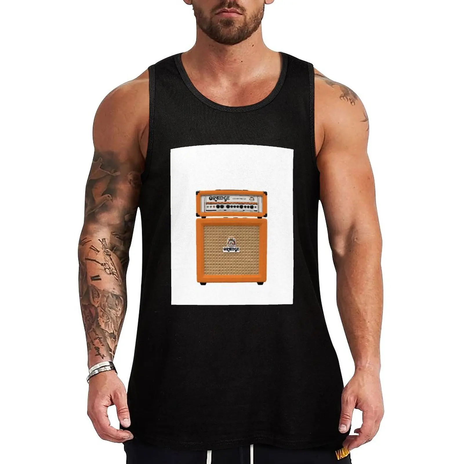 Orange colour electric guitar amp Tank Top Outdoor Summer Tank Top Casual Loose Sleeveless Top