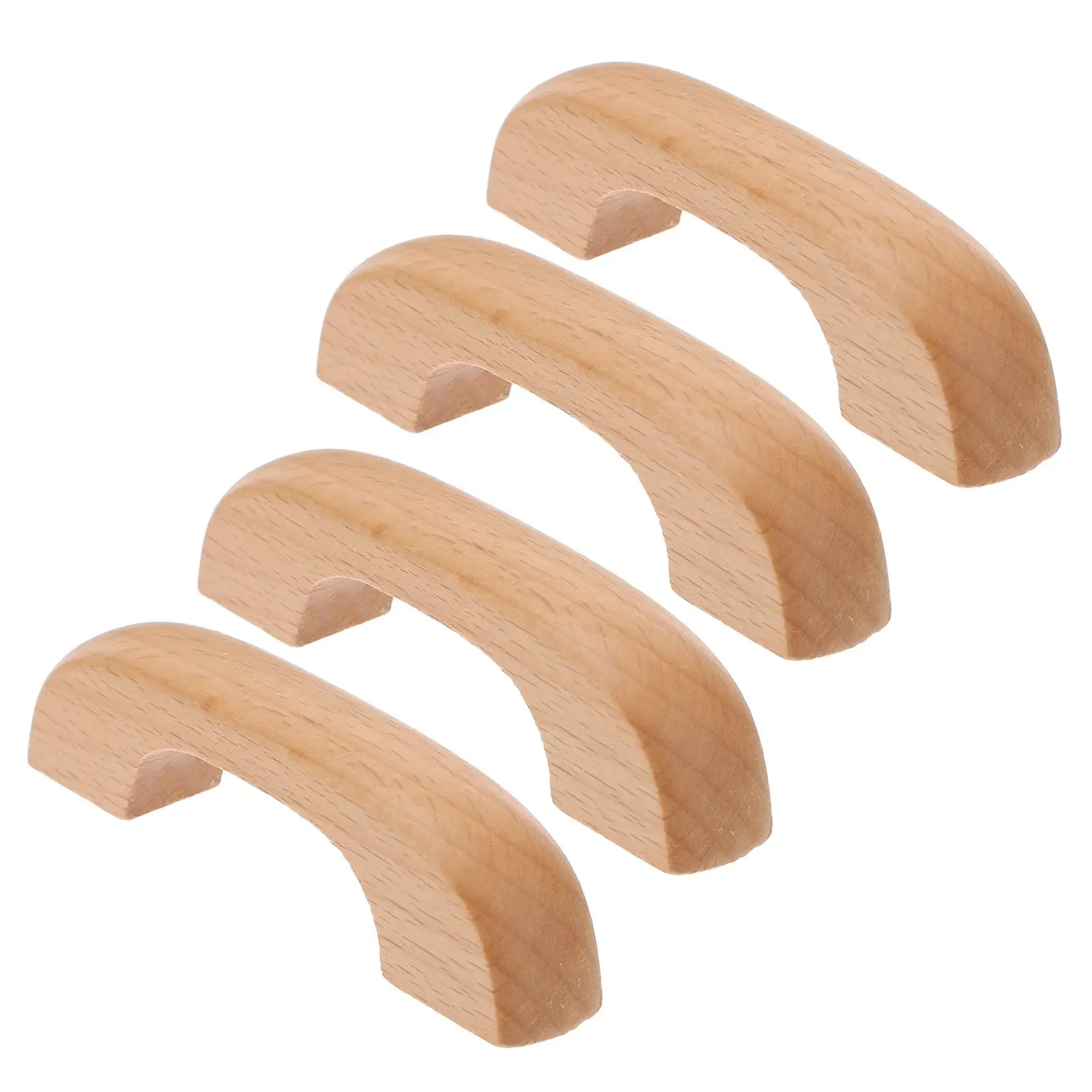

4 Pcs Solid Wood Cabinet Door Handle Modern Drawer Kitchen Handles Beech Durable Smooth Wardrobe Closet Cupboard Bookcase