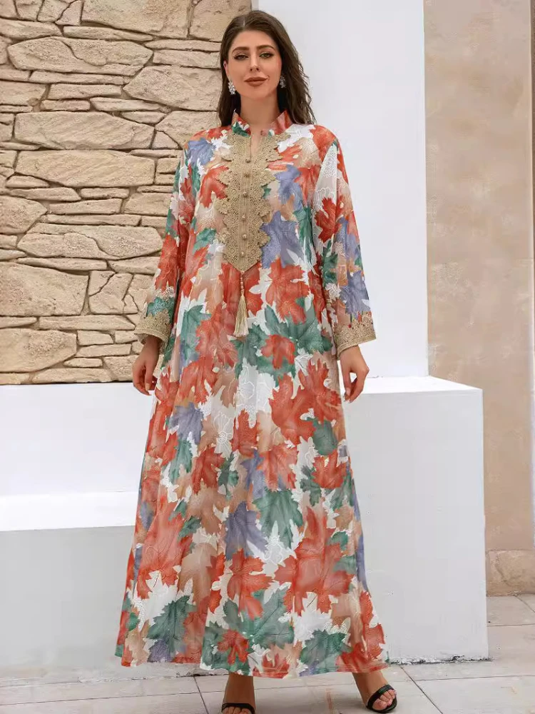 

Eid Party Dress for Women Muslim Abaya Appliques Abayas Print Dubai Jalabiya Party Dresses Kaftan Vestidos Largos Long Robe 2024