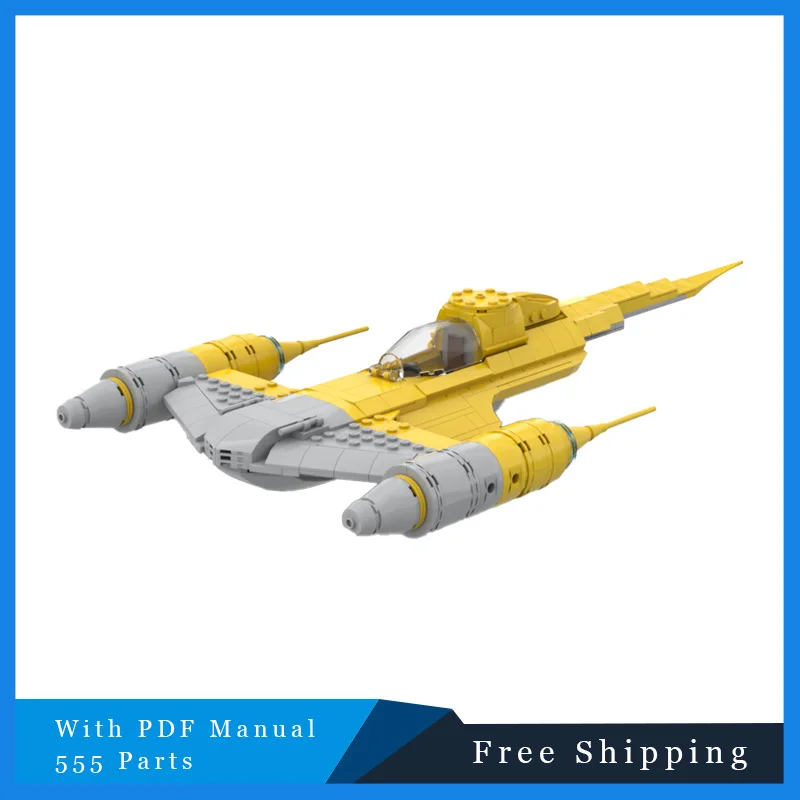 

555 шт. MOC Star Battle Series, желтый крутой истребитель с изображением Вселенной, модульные строительные блоки для детей, сборка своими руками, игрушка, подарок на день рождения